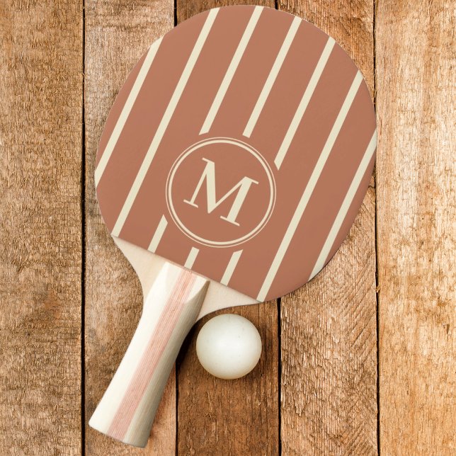 Monogram randig blekrosa färg pingisracket (Skapare uppladdad)