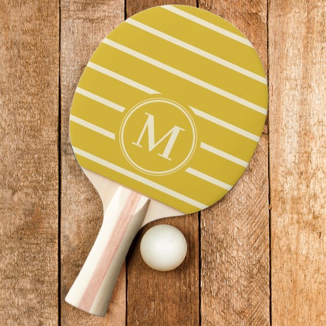 Monogram Randig Bränd Citron Färg Pingisracket (Skapare uppladdad)