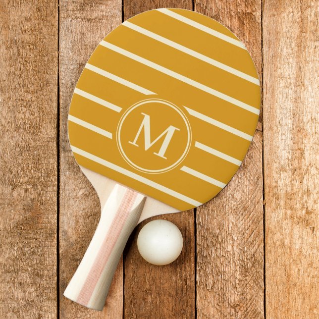 Monogram Randig Bränd Smörblomma Färg Pingisracket (Skapare uppladdad)