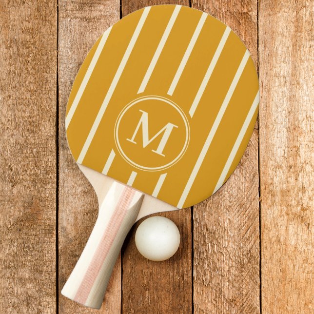 Monogram randig bränd smörkulla färg pingisracket (Skapare uppladdad)