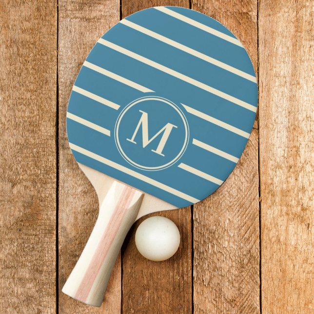 Monogram Randig Djup Aqua Färg Pingisracket (Skapare uppladdad)