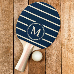 Monogram Randig Djupblå Färg Pingisracket