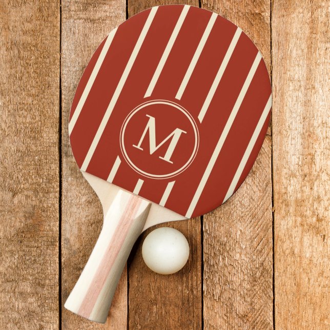 Monogram-randig i bränd sienna-färg pingisracket (Skapare uppladdad)