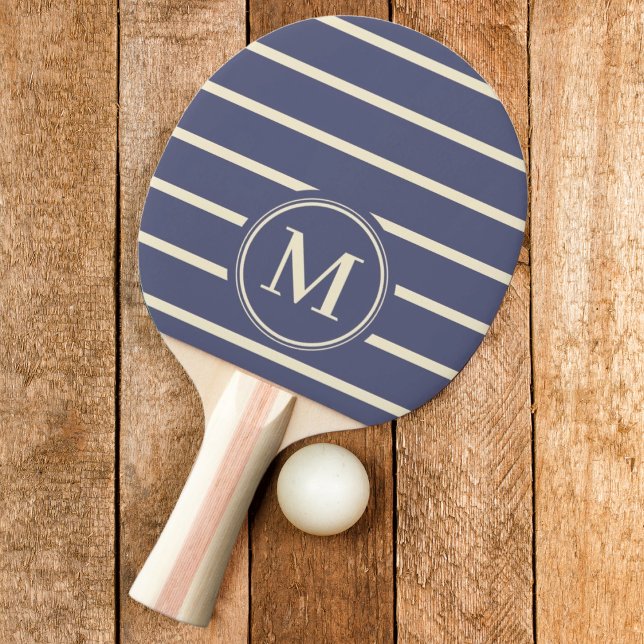 Monogram Randig Lavendel Bris Färg Pingisracket (Skapare uppladdad)