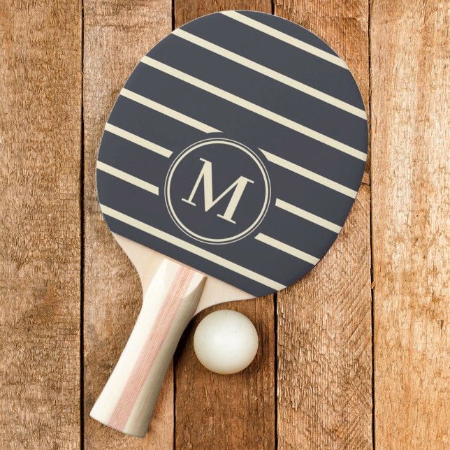 Monogram Randig Medelhavsgrå Färg Pingisracket (Skapare uppladdad)