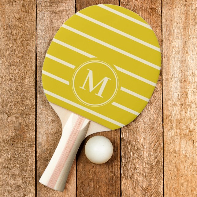 Monogram Randig Mörk Citronfärg  Pingisracket (Skapare uppladdad)