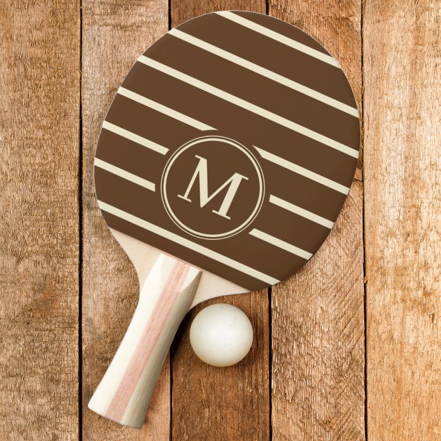 Monogram Randig Mörk Skogsbrun Färg Pingisracket (Skapare uppladdad)