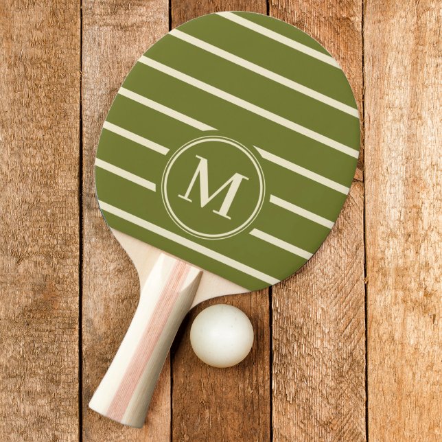 Monogram Randig Söt Oliv Färg Pingisracket (Skapare uppladdad)