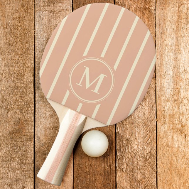 Monogram Randig Söt Persika Färg Pingisracket (Skapare uppladdad)