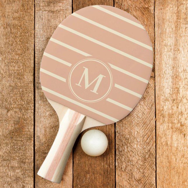 Monogram Randig Söt Persikofärgad Pingisracket (Skapare uppladdad)