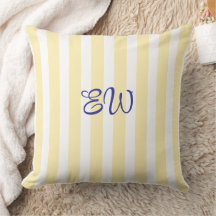 Monogram-randig specialdesignad kastkudde | Citron