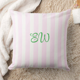 Monogram-randig specialkudde | Rosa Limeade Kudde