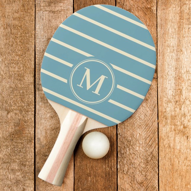 Monogram Randig Varm Aqua Eftermiddag Färg Pingisracket (Skapare uppladdad)