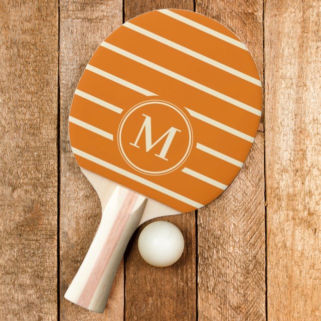Monogram Randig Varm Citrus Färg Pingisracket (Skapare uppladdad)