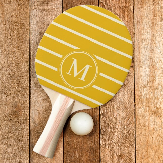 Monogram Randig Varm Solros Färg Pingisracket (Skapare uppladdad)