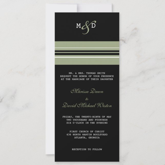 Monogram Randigt Bröllopsinbjudan Inbjudningar (Framsida)