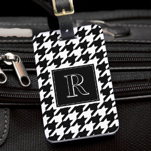 Monogram Randigt Mönster Svart & Vitt Bagagebricka