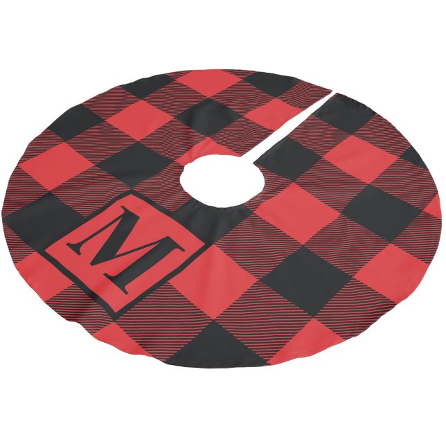 Monogram Red and Black Buffalo Play Julgransmatta Borstad Polyester (Vinklad)