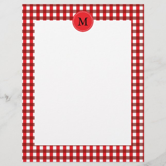 Monogram Red and White Gingham Mönster (Framsida)