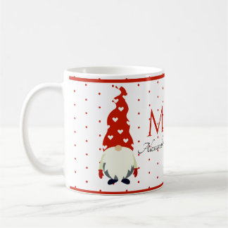 Monogram Red and White Gnome Bedroom Kaffemugg