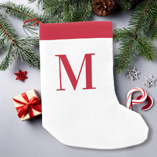 Monogram Red and White Personlig Liten Julstrumpa