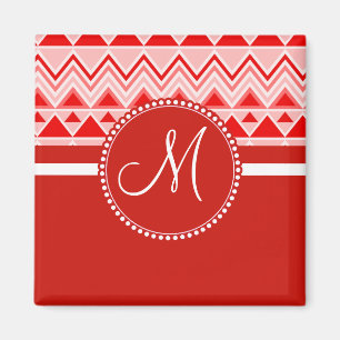 Monogram Red Aztec Andes Tribal Mountain Triangle Magnet