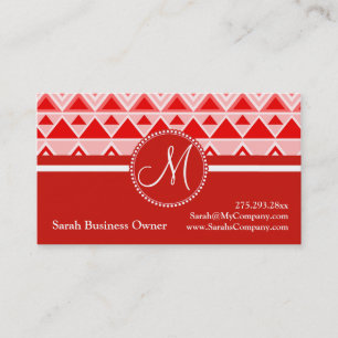Monogram Red Aztec Andes Tribal Mountain Triangle Visitkort