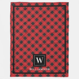 Monogram Red Black Buffalo Play Fleecefilt