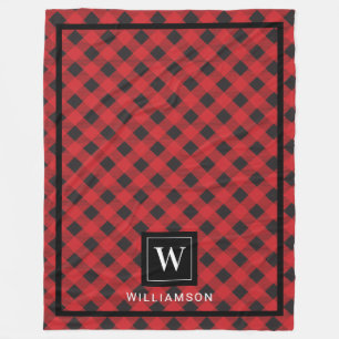 Monogram Red Black Buffalo Play Fleecefilt