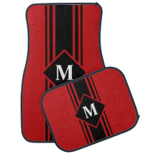 Monogram Red Black rand-uppsättning Bilmattor