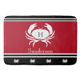 Monogram Red Black White Crab Nautical Kitchen Mat Badrumsmatta