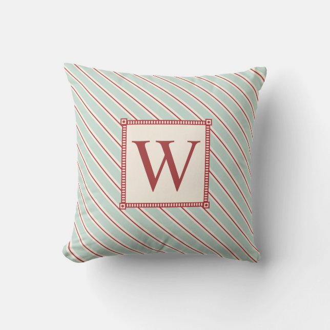 Monogram Red Blue Rand Dekorativ kudde (Framsida)