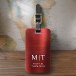 Monogram Red Brushed Metallic Elegant Bagagebricka<br><div class="desc">Öka din resupplevelse med vår klassiska Elegant Modern Minimalist Monogram Luggage Tag-kod. Detta noggrant designade tillbehör kombinerar sömlöst elegans med contemporaryns minimalism, och ser till att ditt bagage är sofistikerat. Den här bagagetaggen är utformad med precision och noggrannhet. Den är mer än bara en praktisk artikel. Den är en personlig...</div>
