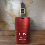 Monogram Red Brushed Metallic Elegant Bagagebricka<br><div class="desc">Vi presenterar vårt Monogram Brushed Metallic Elegant Luggage Tag: Öka din resupplevelse med detta sofistikerade tillbehör. Den här bagagetaggen är gjord av borstat metallmaterial, och den är ett uttryck för elegans och stil. Monogramdesignen ger en personlig beröring och skapar det enkelt att identifiera ditt bagage samtidigt som du tillför en...</div>