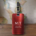 Monogram Red Brushed Metallic Elegant Bagagebricka<br><div class="desc">Öka din resupplevelse med vår klassiska Elegant Modern Minimalist Monogram Luggage Tag-kod. Detta noggrant designade tillbehör kombinerar sömlöst elegans med contemporaryns minimalism, och ser till att ditt bagage är sofistikerat. Den här bagagetaggen är utformad med precision och noggrannhet. Den är mer än bara en praktisk artikel. Den är en personlig...</div>