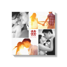 Monogram Red Dubbla Happity Photo Collage Canvas