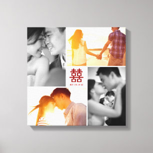 Monogram Red Dubbla Happity Photo Collage Canvas