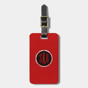 Monogram Red Faux Leather Bagagebricka