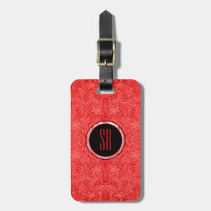 Monogram Red Faux Suede Leather Bagagebricka