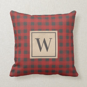 Monogram Red Grått Buffalo Play Kudde