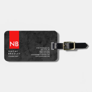 Monogram Red Grått Mönster Modern Consultant Bagagebricka