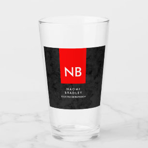 Monogram Red Grått Mönster Modern Glaskopp