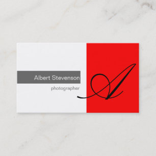 Monogram Red Grått White Photography Affärskort Visitkort