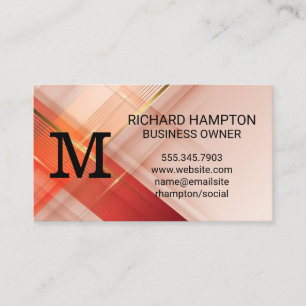 Monogram Red Guld Background Visitkort