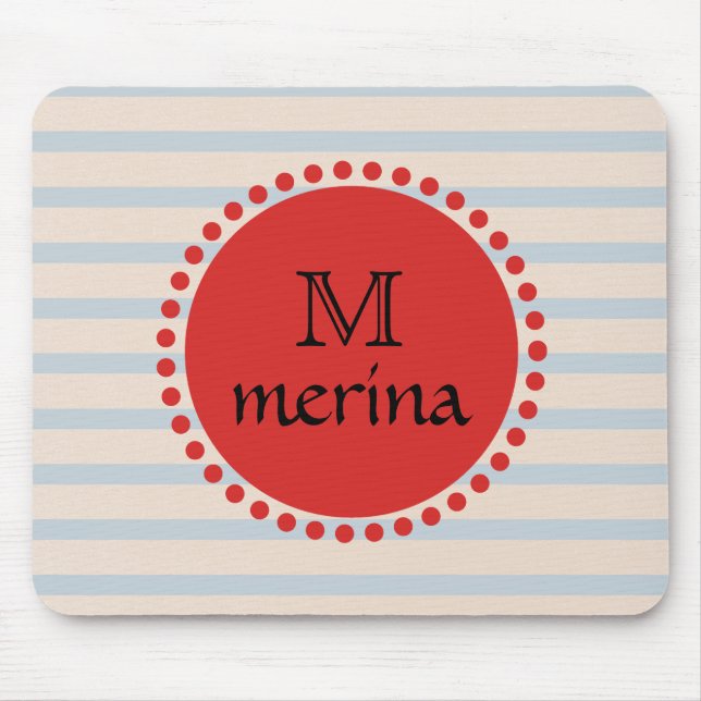Monogram Red Guld Stripe Circle Musmatta (Framsidan)