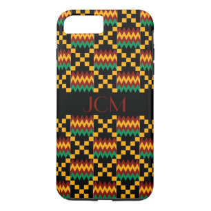 Monogram Red, Gult, Grönt, Black Kente Trasa