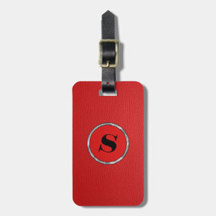 Monogram Red Leather-utseende Bagagebricka