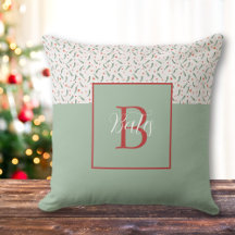 Monogram Red och Ljust grönt Helgdag Mönster