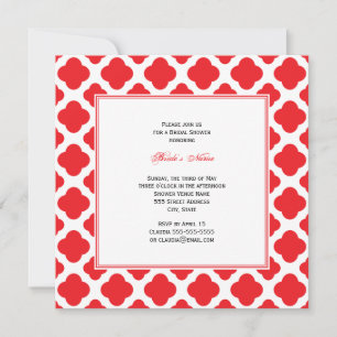 Monogram Red Quatrefoil Mönster Möhippa Inbjudningar