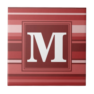 Monogram red rand kakelplatta